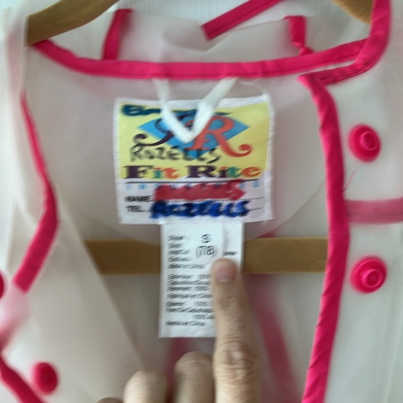 Fit rite clear the pvc hooded raincoat with pink accents 7/8 girls - Picture 4 of 8